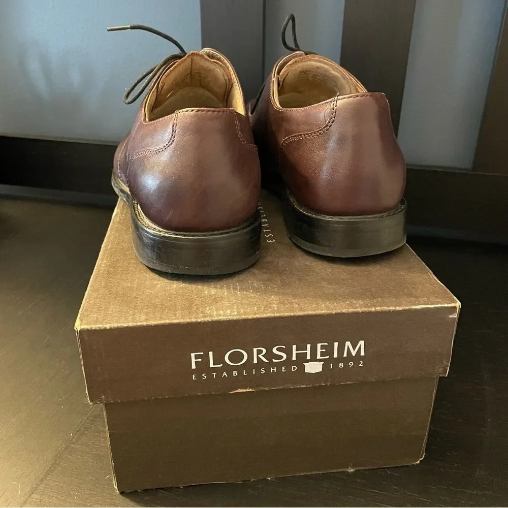 Florsheim Burgundy Dress Casual Split Toe Lace Up Oxfords Shoes Men's Size 10 D